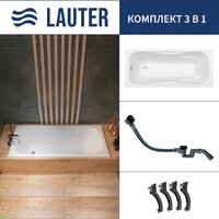 Lauter Regina 2101418 180x80 с сифоном 21Y32001 (матовый черный)