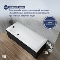 Lauter Amelia 170 21204070 (с ножками, лицевым экраном черного цвета и сифоном 21Y11021 матовый черный) Image #5