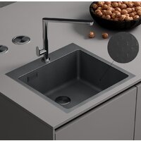 Roxen Snake 560220-50-BS (50*48) PVD графит/текстурная поверхность (с коландером и дозатором)