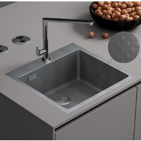 Roxen Snake 560220-50-S (50*48) сатин/текстурная поверхность (с коландером и дозатором)