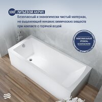 Lauter Aurora 170x75 21010075 (с ножками и сифоном 21Y11021 матовый черный) Image #5