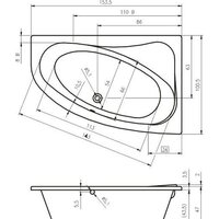 Riho Lyra 153x100 BA68005 (с ножками и экраном, левая) Image #2