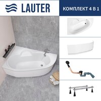 Lauter Valencia 170x110 2102170L (с ножками, лицевым экраном и сифоном 21Y11021 матовый черный)