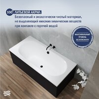 Lauter Ava 150 21208050 (с ножками, лицевым экраном черного цвета и сифоном 21Y11021 матовый черный) Image #5