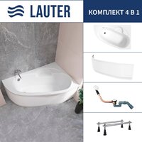 Lauter Valencia 150x100 2102150R (с ножками, лицевым экраном и сифоном 21Y11022 белый) Image #1