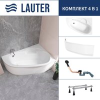 Lauter Valencia 150x100 2102150R (с ножками, лицевым экраном и сифоном 21Y11021 матовый черный) Image #1