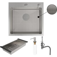 Roxen Simple 560220-50-GR сатин/текстурная (с коландером и дозатором) Image #12