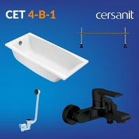 Cersanit Virgo 170x75 с ножками со смесителем Brasko Black однорычаж. (с сифоном Prime) Image #2