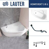 Lauter Valencia 150x100 2102150R (с ножками и сифоном 21Y32001 матовый черный) Image #1