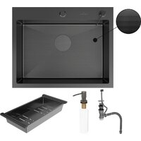 Roxen Simple 560220-60B-GR графит/текстурная PVD покрытие (с коландером и дозатором) Image #11