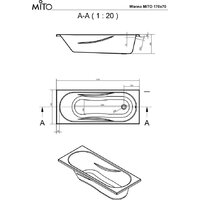 Cersanit Mito Red 170x70 с ножками со смесителем Brasko Black однорыч. (с сифоном Prime) Image #4