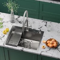 Roxen Simple 560220-60-GR сатин/текстурная (с коландером и дозатором) Image #3