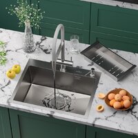 Roxen Simple 560220-60-GR сатин/текстурная (с коландером и дозатором) Image #2