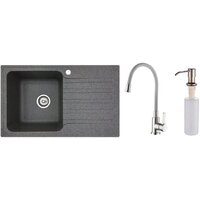 БелЭворс Со смесителем и дозатором Styl L + L74004-9 + L405-1 (серый/сатин)