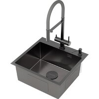 Roxen Simple 560220-50B-V графит/текстурная PVD покрытие (с коландером и дозатором) Image #10