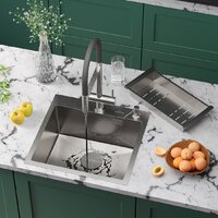 Roxen Simple 560220-50-V сатин/текстурная (с коландером и дозатором)