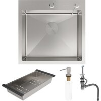 Roxen Simple 560220-50-V сатин/текстурная (с коландером и дозатором) Image #10