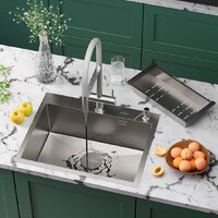 Roxen Simple 560220-60-V сатин/текстурная (с коландером и дозатором)