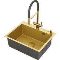 Roxen Snake 560220-60-GS PVD Gold золотая/текстурная (с коландером и дозатором) Image #4