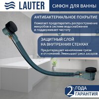 Lauter Valencia 150x100 2102150L (с ножками и сифоном 21Y32001 матовый черный) Image #2