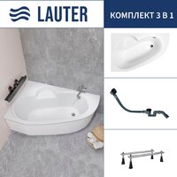 Lauter Valencia 150x100 2102150L (с ножками и сифоном 21Y32001 матовый черный)