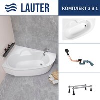 Lauter Valencia 150x100 2102150L (с ножками и сифоном 21Y11021 матовый черный)