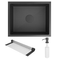 Roxen Uno 560210-54BS под столешницу графит/текстурная поверхность (ролл-мат, дозатор, сифон) Image #4